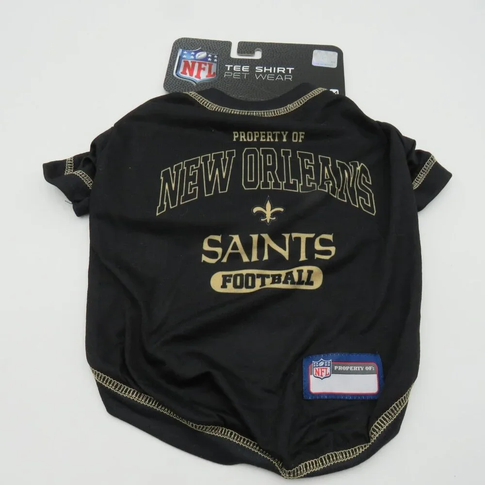 New Orleans Saints Pet Shirt Medium NFL Team Tee Dog Wear Black Gold Polyester